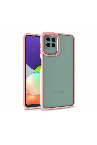 Coverzone Galaxy M22 Ile Uyumlu Kılıf Kontrast Renk Tasarımlı Cynosure Kapak Rosegold ürün görseli 1