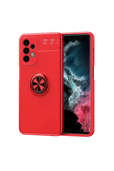 Coverzone Galaxy A23 Kılıf Yüzük Tutuculu Mıktanıslı,standlı Novel Silikon Kırmızı ürün görseli 1