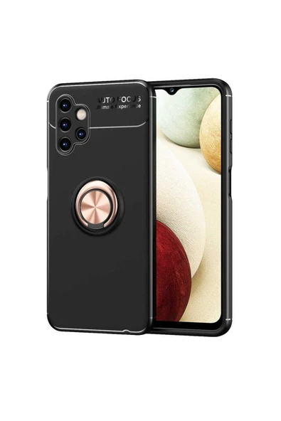 Coverzone Galaxy A13 4gkılıf Ravel Yüzük Tutuculu Standlı Silikon Siyah-rosegold ürün görseli 1