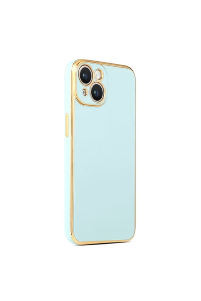 Coverzone Iphone 14 Plus Ile Uyumlu Kılıf Gold Kenar Pastel Renkli Halcyon Z-bark Kapak Rosegold ürün görseli 1