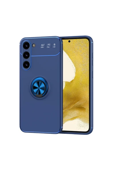 Coverzone Galaxy S23 Plus Ile Uyumlu Kılıf Yüzük Tutuculu Mıktanıslı,standlı Novel Silikon Mavi ürün görseli 1