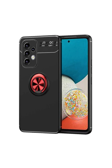 Coverzone Galaxy A53 5g Kılıf Ravel Yüzük Tutuculu Standlı Silikon Siyah-kırmızı ürün görseli 1
