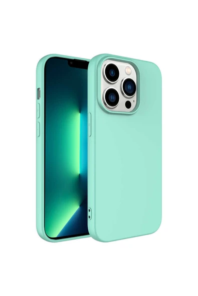 Coverzone Iphone 14 Pro Ile Uyumlu Kılıf Kadife Iç Yüzey Silikon Vieri Kılıf Açık Yeşil ürün görseli 1