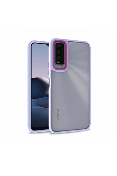 Coverzone Vivo Y20 Ile Uyumlu Kılıf Kontrast Renk Tasarımlı Cynosure Kapak Lila ürün görseli 1