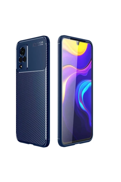 Coverzone Vivo V21 Uyumlu Kılıf Karbon Delüx Tpu Silikon Lacivert ürün görseli 1