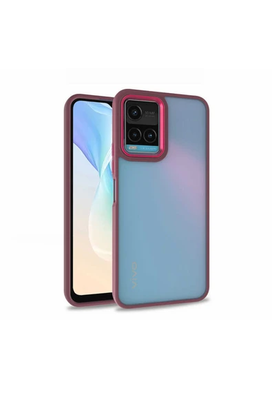 Coverzone Vivo Y32 Ile Uyumlu Kılıf Kontrast Renk Tasarımlı Cynosure Kapak Kırmızı ürün görseli 1