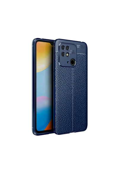 Coverzone Xiaomi Redmi 10c Ile Uyumlu Kılıf Niss Silikon Deri Görünümlü Lacivert ürün görseli 1