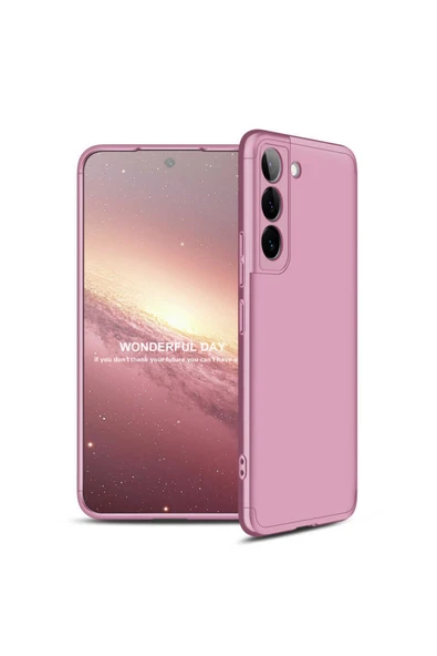 Coverzone Galaxy S22 Ile Uyumlu Kılıf 3 Parça 360 Soft Hard Koruma Rosegold ürün görseli 1