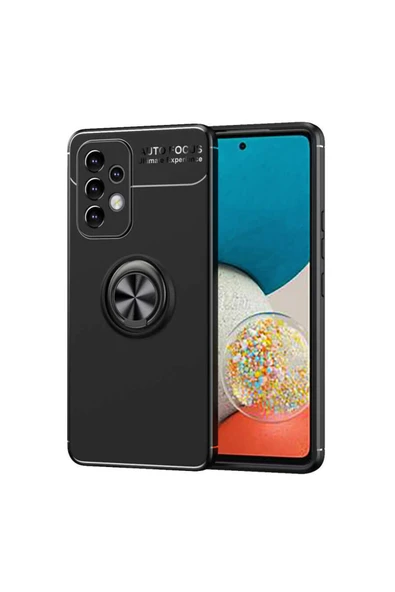 Coverzone Galaxy A53 5g Kılıf Ravel Yüzük Tutuculu Standlı Silikon Siyah ürün görseli 1