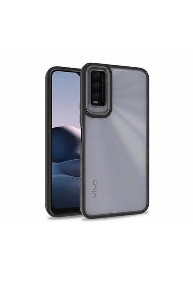 Coverzone Vivo Y11s Ile Uyumlu Kılıf Kontrast Renk Tasarımlı Cynosure Kapak Siyah ürün görseli 1