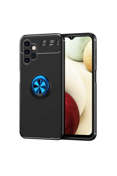 Coverzone Galaxy A13 4gkılıf Ravel Yüzük Tutuculu Standlı Silikon Siyah-mavi ürün görseli 1