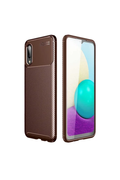 Coverzone Galaxy A02 Kılıf Karbon Delüx Tpu Silikon Kahverengi ürün görseli 1
