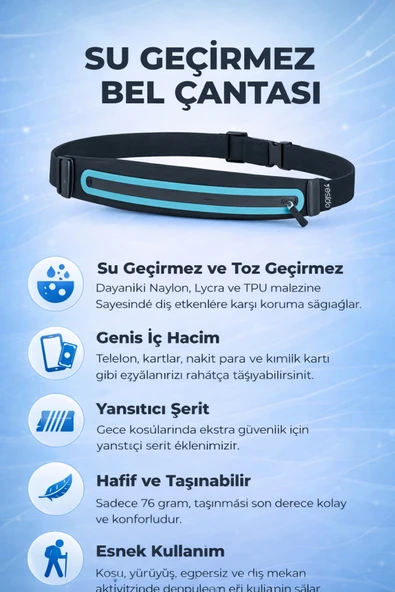 Coverzone Spor Bel Çantası Suya Dayanıklı Naylon Lycra Yansıtıcı Şeritli Koşu Yürüyüş Egzersiz | WB13 ürün görseli 1