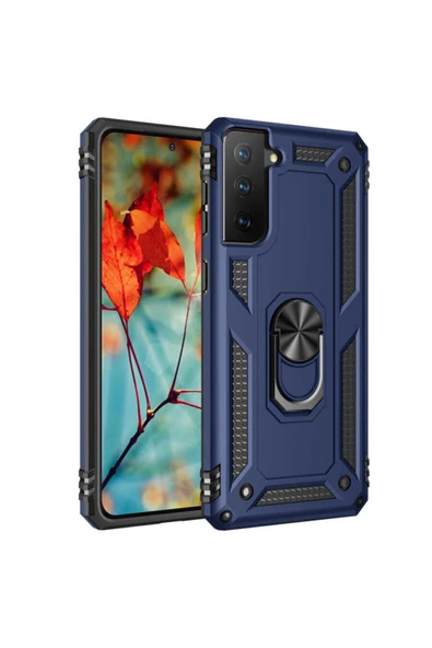 Coverzone Galaxy S21 Kılıf Shockproof Yüzük Tutuculu Vega Mavi ürün görseli 1