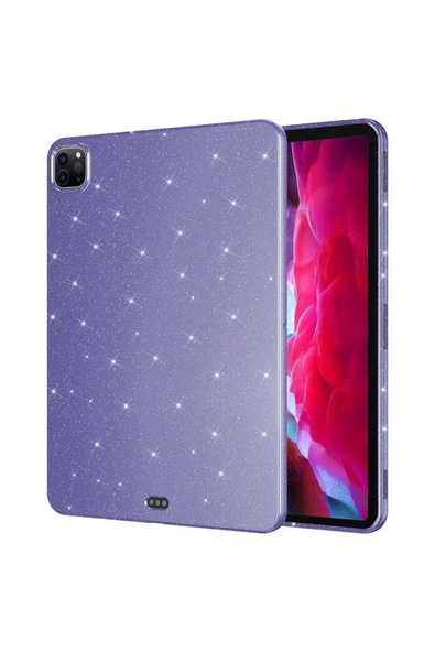 Coverzone iPad Pro 11 2.Nesil 2020 İle Uyumlu iyi Kalite Simli Parlak Görünüm Tablet Koton Kılıf Shimmer Mor ürün görseli 1