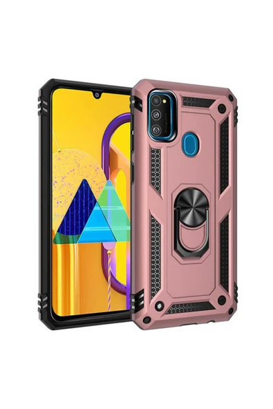 Coverzone Galaxy M21 Kılıf Shockproof Yüzük Tutuculu Vega Rosegold ürün görseli 1