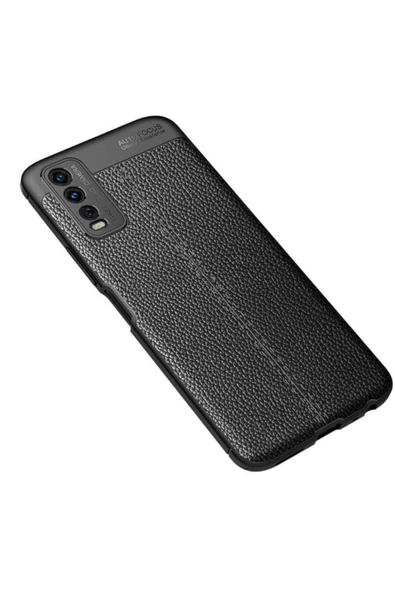 Coverzone Vivo Y20s Uyumlu Kılıf Niss Silikon Deri Görünümlü Siyah ürün görseli 1