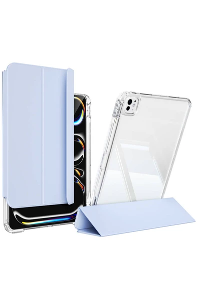 Coverzone iPad Pro 11 2025 M5 İle Uyumlu İyi Kalite Kılıf Magnetik Ayrılabilen Airbagli Z-Sliding Tablet Kılıf ürün görseli 1