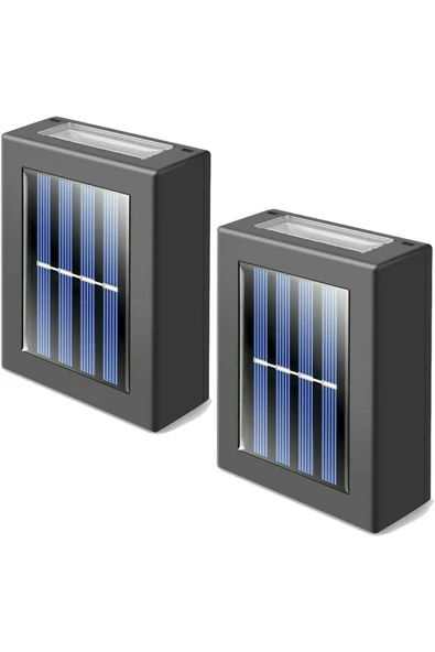 Coverzone 2 Adet Solar Çift Taraflı Beyaz Işık LED Duvar Lambası, Güneş Enerjili Dış Mekan Aydınlatma ürün görseli 1
