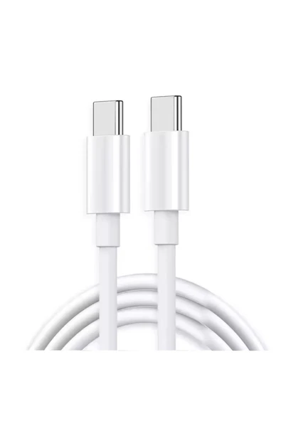 Coverzone Type-C to Type-C 60W iPhone 15 Uyumlu Data ve şarj Kablo 1 Metre Beyaz Renk USB C to USB C Kablo ürün görseli 1