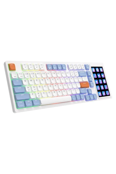 Coverzone Ajazz Akp815 %75 Low Profile Mekanik Klavye 4.33'' Ekran Programlanabilir Rgb Gasket Brown Switch ürün görseli 1