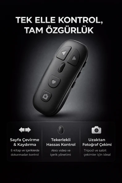 Coverzone Bluetooth Sayfa Çevirme Kumandası Telefon Tablet Uyumlu E-Kitap Video Kaydırma | KR-06 ürün görseli 1