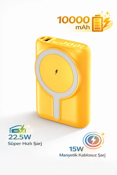 Coverzone 10000mAh MagSafe Uyumlu Kablosuz Powerbank 22.5W PD 15W Wireless Type-C Güç Bankası | J31 ürün görseli 1