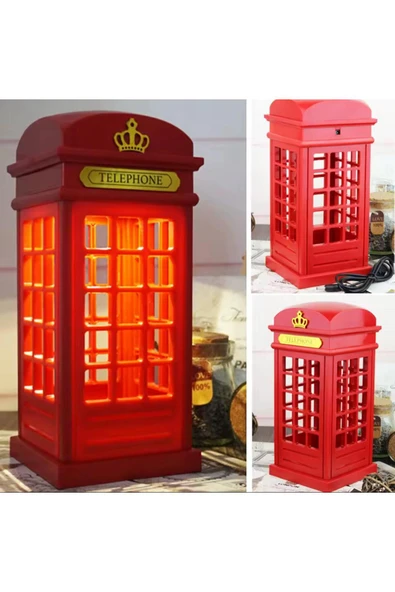 Coverzone Londra Telefon Kulübesi Retro Dokunmatik Masa Lambası Hediyelik Dekoratif Süs ürün görseli 1