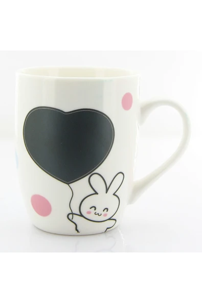 Coverzone Seramik 330ml Desenli Rabbit Karikatürlü Kupa Beyaz ürün görseli 1