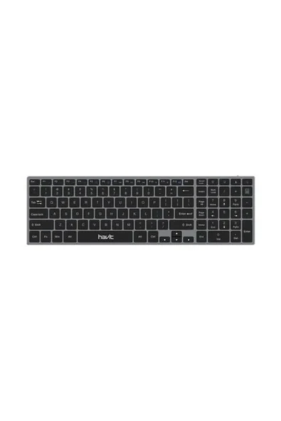 Havit KB263BT Kablosuz Bluetooth Klavye - Şarjlı, Alüminyum Gövde, 4 Cihaz Desteği (Uzay Grisi) ürün görseli 1