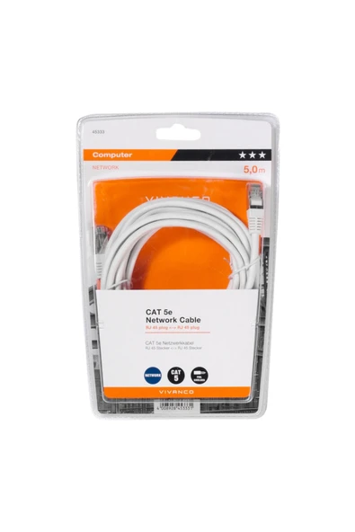 Vivanco CAT 5e Ethernet Kablosu 5 Metre 1 Gbps (FTP) 45333 ürün görseli 1