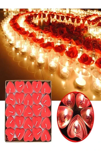 Coverzone Kalp Şekilli Mum 50 Adet Dekoratif Aşk Kalp Mumları Kokulu Mumlar Seti 3.8x3.8x1cm ürün görseli 1