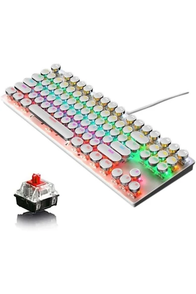Coverzone K550 Kablolu Klavye Daktilo Tarzı Su Geçirmez Led RGB Mekanik Oyuncu Işıklı Klavye ürün görseli 1