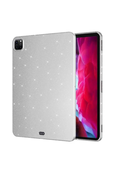 Coverzone iPad Pro 11 2018 İle Uyumlu Yüksek Kalite Simli Parlak Görünümlü Tablet Koton Kılıf Shimmer Gümüş ürün görseli 1