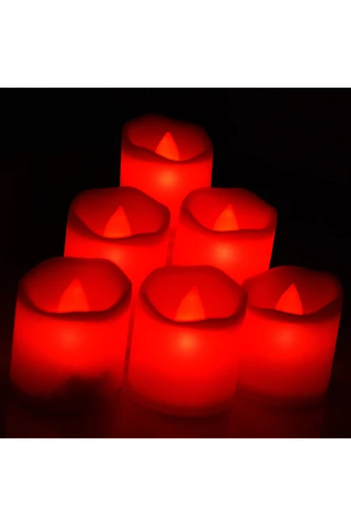 Coverzone 6@Lı Led Dumansız Pilli Mum Işık Kırmızı ürün görseli 1