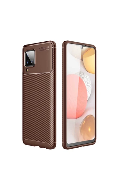 Coverzone Galaxy A12 Kılıf Karbon Delüx Tpu Silikon Kahverengi ürün görseli 1