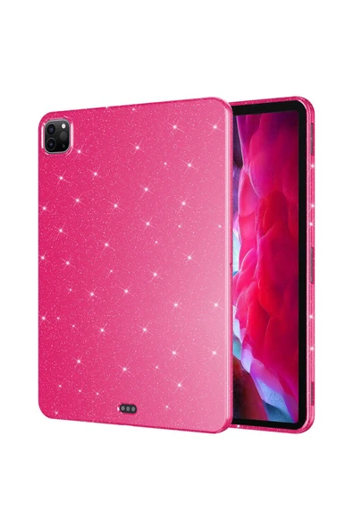 Coverzone iPad Pro 11 2.Nesil 2020 İle Uyumlu iyi Kalite Simli Parlak Görünüm Tablet Koton Kılıf Shimmer NPink ürün görseli 1