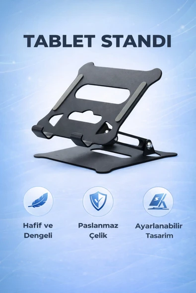 Coverzone Ayarlanabilir Katlanabilir Tablet Standı Paslanmaz Çelik Açı Ayarlı iPad Uyumlu | Z19 ürün görseli 1