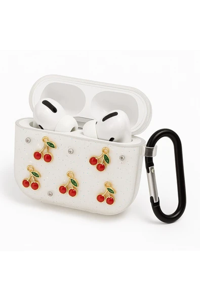 Coverzone AirPods Pro 2. Nesil ile Uyumlu Sert Silikon Kılıf Şeffaf Simli Koruyucu Askı Aparatlı Fiyonk ürün görseli 1