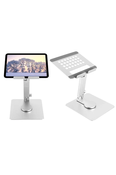 Coverzone iPad ile Uyumlu Stant Yüksekliği Ayarlanabilir Tutucu Tok Alüminyum 10-17 inç Uyumlu H06 ürün görseli 1