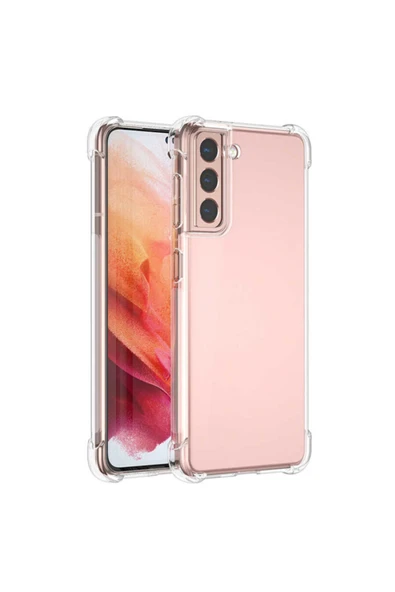 Coverzone Galaxy S21 Dört Köşeli Antishock Silikon Kılıf Şeffaf ürün görseli 1