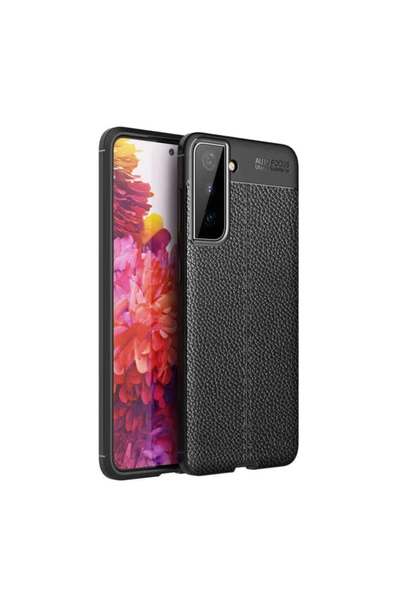 Coverzone Galaxy S21 Plus Kılıf Niss Silikon Deri Görünümlü Siyah ürün görseli 1