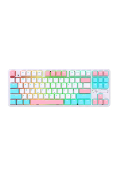 Coverzone Ajazz K870T Pro Kablosuz Hot Swap Mekanik Oyun Klavyesi-RGB Beyaz - Brown Switch ürün görseli 1