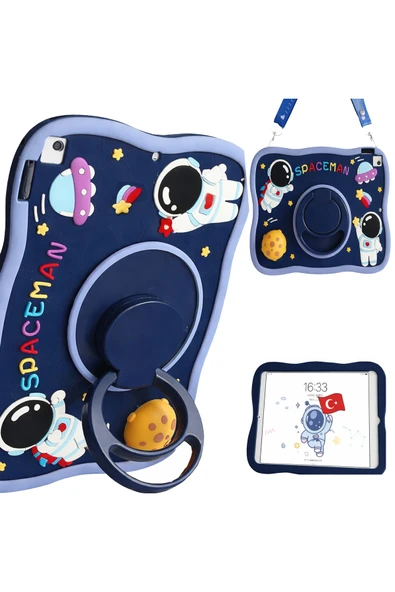 Coverzone Samsung Galaxy Tab S11 Uyumlu SM-X730 Kılıf 360 Döner Stand Askılı Kalem Yuvalı Space-Man ürün görseli 1