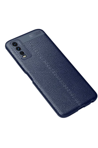 Coverzone Vivo Y11s Uyumlu Kılıf Niss Silikon Deri Görünümlü Lacivert ürün görseli 1