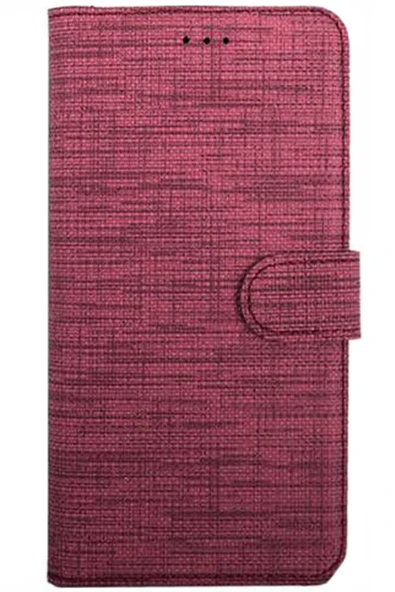 Coverzone General Mobile Gm5 Plus Standlı Kartvizitli Ve Para Gözlü Kumaş Desen Cüzdan Kılıf Pembe ürün görseli 1