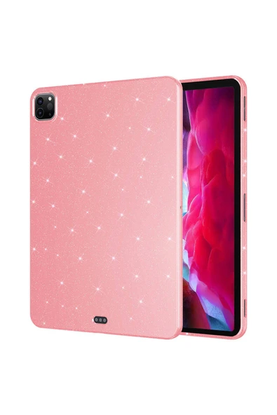 Coverzone iPad Pro 11 2022 M2 İle Uyumlu Yüksek Kalite Simli Parlak Görünümlü Tablet Koton Kılıf Shimmer Pembe ürün görseli 1