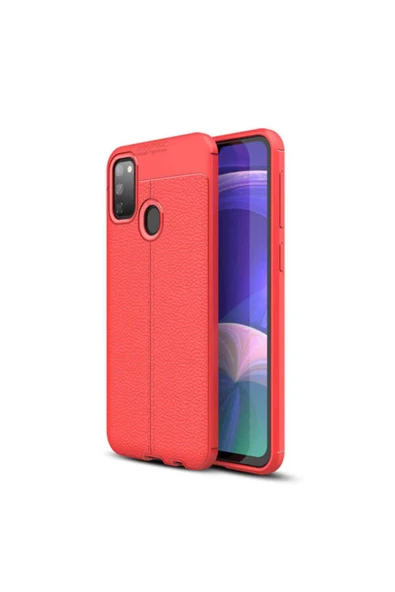 Coverzone Galaxy M21 Kılıf Niss Silikon Deri Görünümlü Kırmızı ürün görseli 1