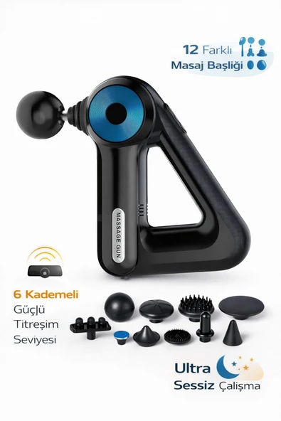 Coverzone 12 Başlıklı Derin Doku Masaj Aleti 6 Kademeli Ultra Sessiz Titreşimli Spor Masaj Cihazı | M28 ürün görseli 1
