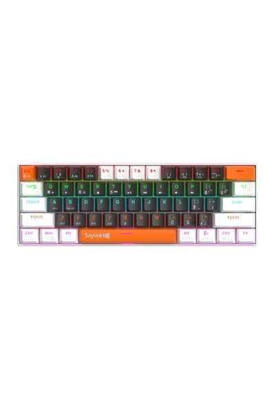 SAYWİN 3 Modlu Türkçe Q Tuş Dizilimi RGB Mekanik Oyuncu Klavye KB610 Siyah Beyaz ürün görseli 1